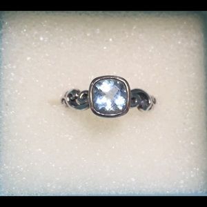 Aquamarine and sterling silver ring